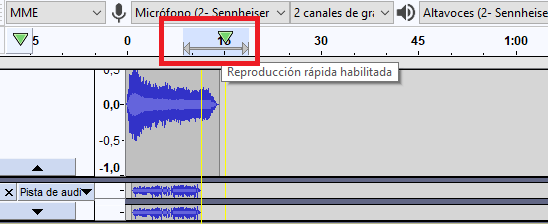 Preescucha audio Audacity