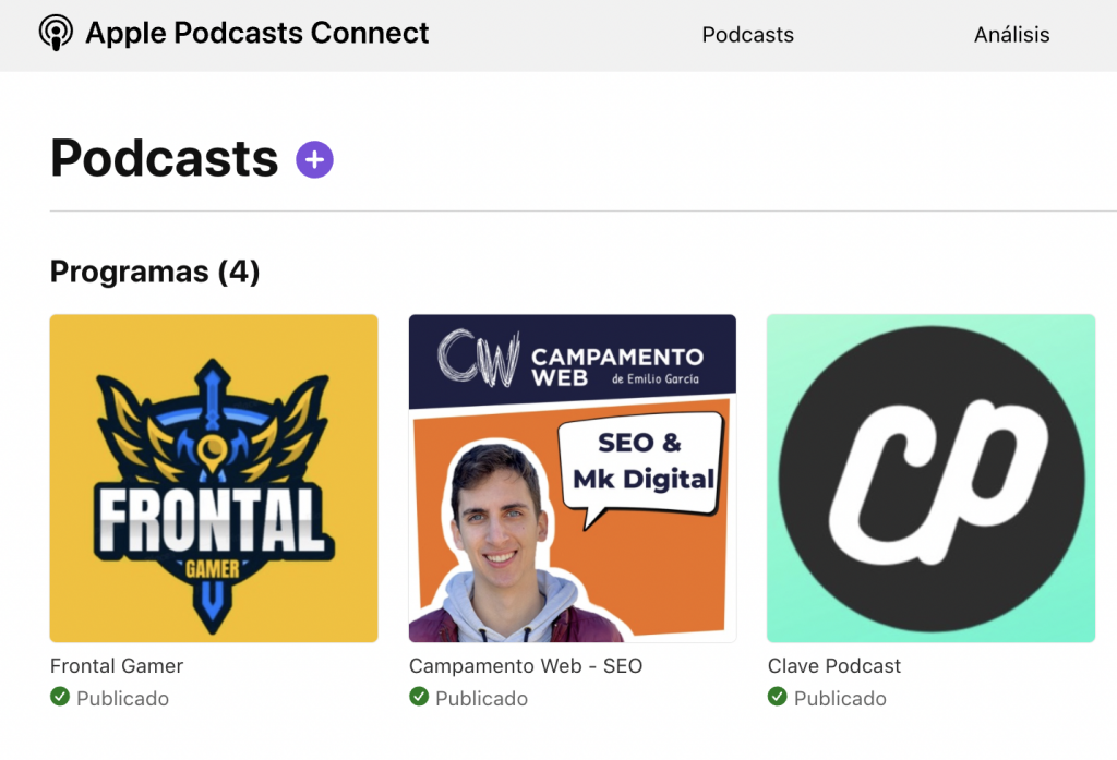 Apple Podcasts Connect para alojar tus episodios