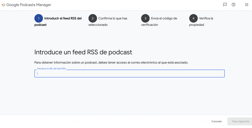 Subir podcast con Google Podcasts Manager